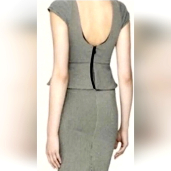 Alice + Olivia black & white stripped peplum dress with scoop back. Size M. - Picture 2 of 10